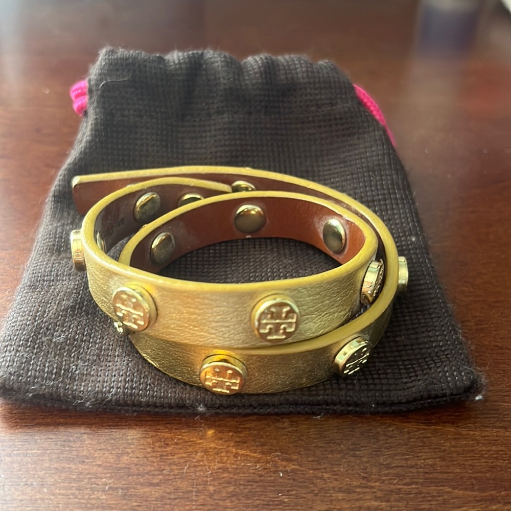 Tory Burch Gold Leather Bracelet